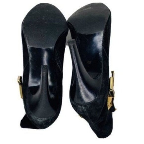 Talbots Leather High Cone Heel  Booties Leopard Calf Hair Bows  ize 10B Black - Picture 10 of 11